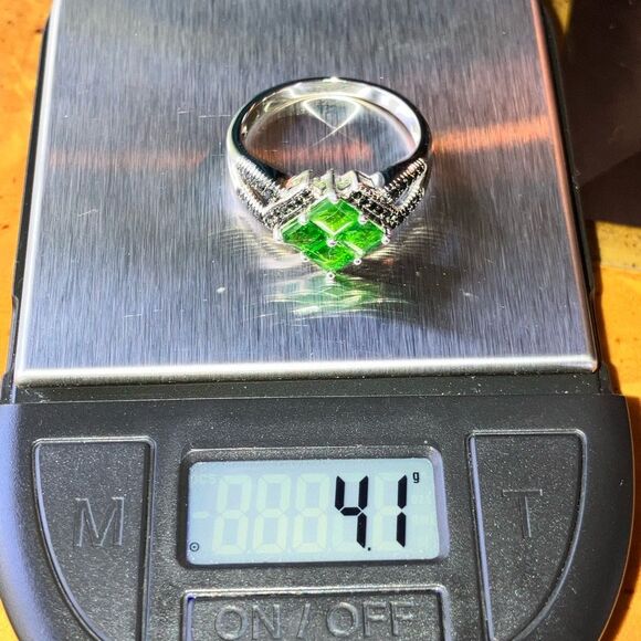 Natural Chrome Diopside Black Spinel Sterling Silver Ring Size 10 - Picture 10 of 10